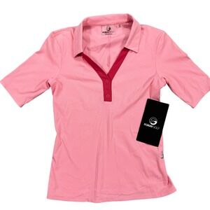 NEW Foray Golf Polo Shirt Women's XS Pink Ribbed Henley Sportswear Made In USA